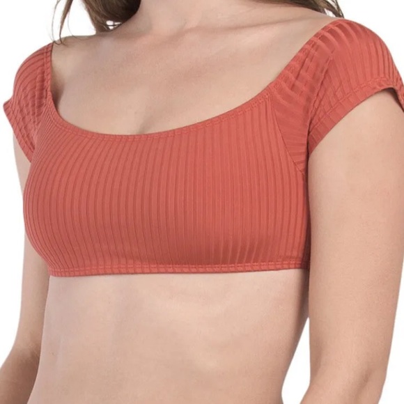 CABANA DEL SOL Wide Rib Off The Shoulder Swimsuit Top & Bottom Set Size Large - Picture 2 of 12